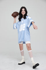 フットボールスタージャージオーバーサイズTシャツ / FOOTBALL STAR JERSEY OVERSIZED T-SHIRT PALE BLUE