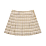 CHERRY BUTTON POINT PLEATS SKIRT[LIGHT BEIGE]