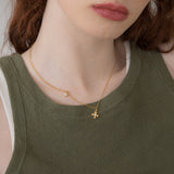 ハートクローバーペンダントサージカルチェーンネックレス/Heart clover pendant surgical chain necklace