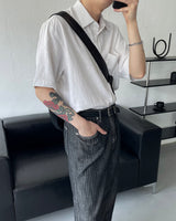 リネンバイオショートスリーブシャツ / UN275 Linen Bio Short-Sleeved Shirt (4 colors)