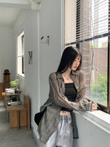 パレンプリーツセミクロップバンディングチューブトップ / Paren Pleated Semi-Crop Banding Tube Top