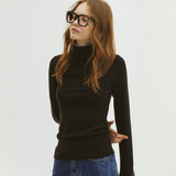 ピコットスティッチリブドタートルネックTシャツ