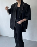 90's リネンデッキステッチオーバーサイズジャケット / 90's Linen Decki Stitch Oversized Jacket (2 colors)