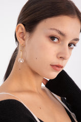 オーバルリンクニットペンダントドロップピアス/Oval link knit pendant drop earring