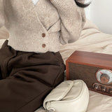 Off-Center Button Front Crop Cardigan