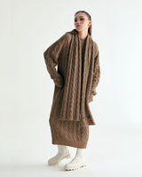 ALPACA CABLE KNIT MUFFLER & ONEPIECE SET - COCOA (6635997102198)