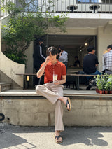 マッスルフィットVネックヘンリーネックショートスリーブニットウェア (4 colors)