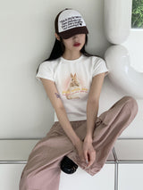 [MADE] エルカバニーラビットプリントクロップド半袖Tシャツ / Elka Bunny Rabbit Print Cropped Short Sleeve T-Shirt