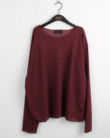 Rerfen boat-neck net loose fit long-sleeved knitwear