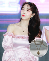  Modern Heart Rhinestone Layered Necklace - Gold Color (VIVIZ Sinb, Oh My Girl YooA, STAYC Seeun Necklace)