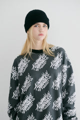 ファンスクリブリングオールオーバークルーネック / BSR2223FWPO079 FUN SCIBBLING ALL OVER CREWNECK BLACK