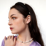 Black pearl satin hairband (6655013879926)