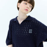 スカシカラーハーフスリーブニット / Skashi collar half sleeve knit