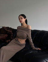unbalanced twisted maxi long skirt