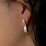 double tear earring - silver