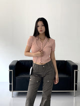 オッターオールインワンブックレットホルタースリーブレス半袖カーディガン/ Otter all-in-one booklet halter sleeveless knit short-sleeved cardigan