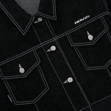 STITCH POINT DENIM CROP TRUCKER JACKET - BLACK (6692513546358)