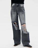 グランジワイドパンツ/no.1859 Grunge Black Blue Wide Pants