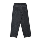 3D Monogram Rain Coating Slub Denim Pants Black