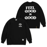 フィールグット オーバーサイズヘビースウェット/22 FEEL GOOD OVERSIZED HEAVY SWEAT CREWNECK WHITE MELANGE / BLACK