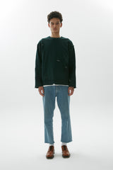ダメージ＆オイルウォッシュドスウェットシャツ / Damaged & Oil Washed Sweatshirt, Green