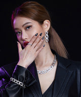 [BLACKLABELl]PONDEL cubic chain earring (6582451699830)