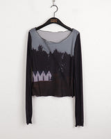 /Grace Cutting Slit See-Through Warmer Long Sleeve T-Shirt
