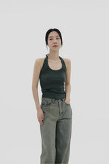 シャーリングホルターネックスリーブレス / Shirring halterneck sleeveless (5color)