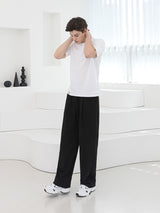 バンディングワンタックスウェットパンツ / P004 BANDING ONE TUCK SWEAT PANTS_BLACK