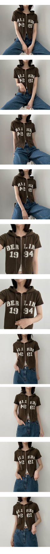 ジープツーウェイショートスリーブクロップドフードジップアップ / Jeep Two-Way Short-Sleeved Cropped Hooded Zip-Up