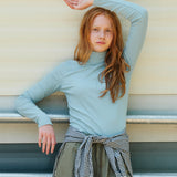 CHERRY BASIC HALF NECK T-SHIRT [LIGHT MINT]
