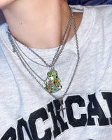 Two chain glass bear necklace (12color/random) (6685443850358)