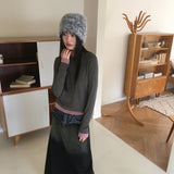 Nuei napping color combination layered polar long-sleeved T-shirt