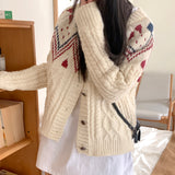 Away wool vintage Nordic jacquard knit cardigan