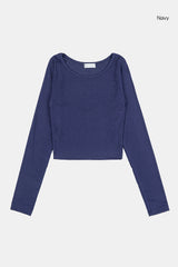 Olive wide-neck crop long sleeve