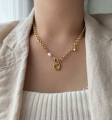 ボールドハート淡水パールネックレス2ウェイYチョーカーネックレス/hay Bold Heart Fresh Water Pearl Necklace Two Way y Choker Necklace