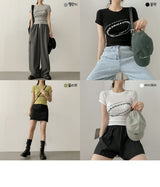 ウェーブレタリングクロップドショートスリーブTシャツ