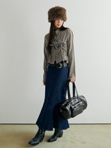 glossy ribbon duffle bag_black