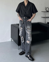 コーティングオープンカラーハーフシャツ/FL Coating open collar half shirt (2 colors)
