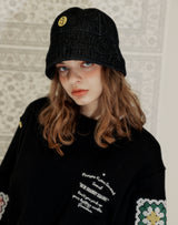 SM:]E DENIM ROUND BUCKETHAT BLACK (6691416178806)