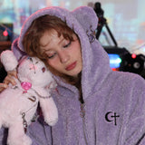 パンクベアフリースジャケット / 0 1 punk bear fleece jacket - VIOLET