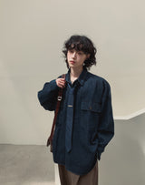 バルーンツーポケットデニムシャツ (2 color)