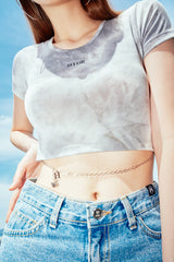 HIDE Logo Chain Crop Top (Light Grey) (6570973823094)