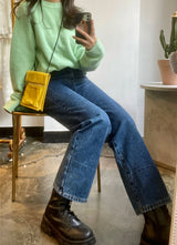 ワイドフィットロールアップチェックデニムパンツ/WIDE FIT ROLL-UP CHECK DENIM PANTS [6882]