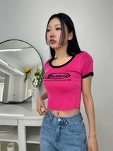blur short sleeve cropped tee