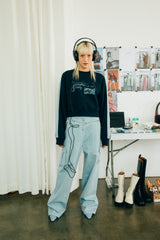 バッグクロップスウェットシャツ / NAVY BAG CROP SWEATSHIRT (fleece)