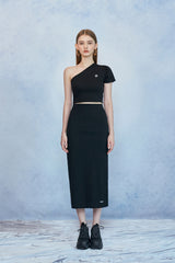 HIDE One Shoulder Top (Black) (6570997514358)