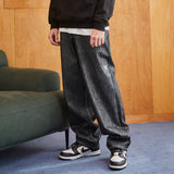 3D Monogram Rain Coating Slub Denim Pants Black