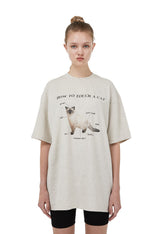 キャットガイドTシャツ/[i-ts21-008] CAT GUIDE T-SHIRT_OATMEAL