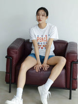 Peace and love short sleeve T-shirts white (6594388492406)